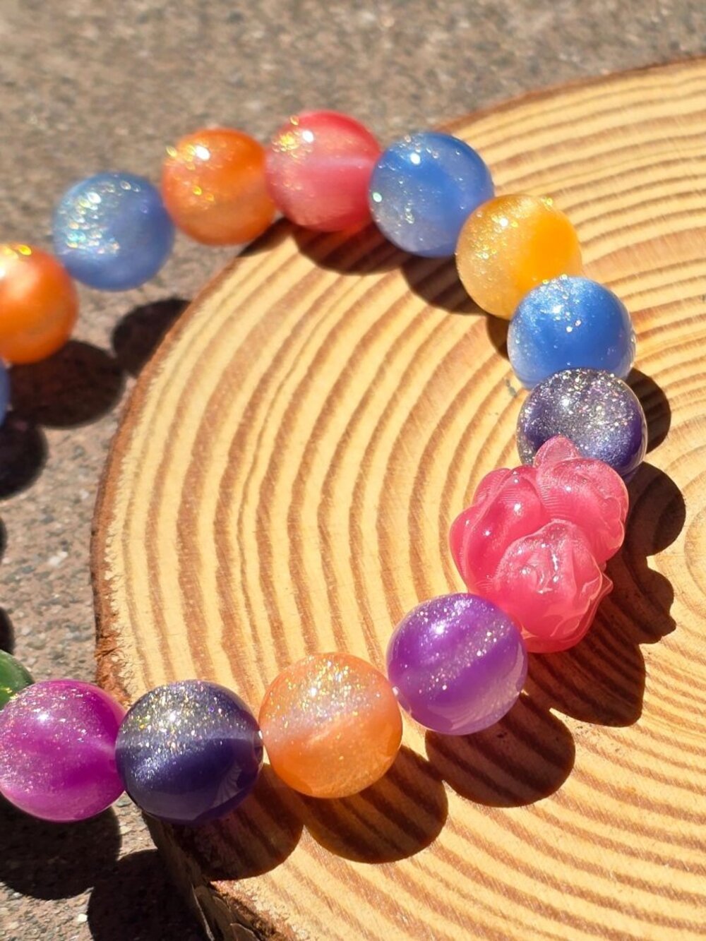 Handmade ✦ UV Reactive Color‑Changing Bracelet ✦ Nine‑Tail Fox Accent 10mm NWT - Picture 16 of 16